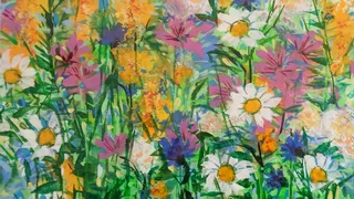 Colourful painting of different flowers