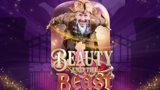Poster with a character inside a glass jar, with text that reads 'Beauty and the Beast. 5 - 31 December. Watersmeet.co.uk'