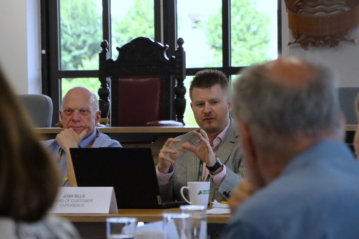 Cllr Stephen Giles-Medhurst, Leader of the Council, listening to the concerns from the parish and community councils