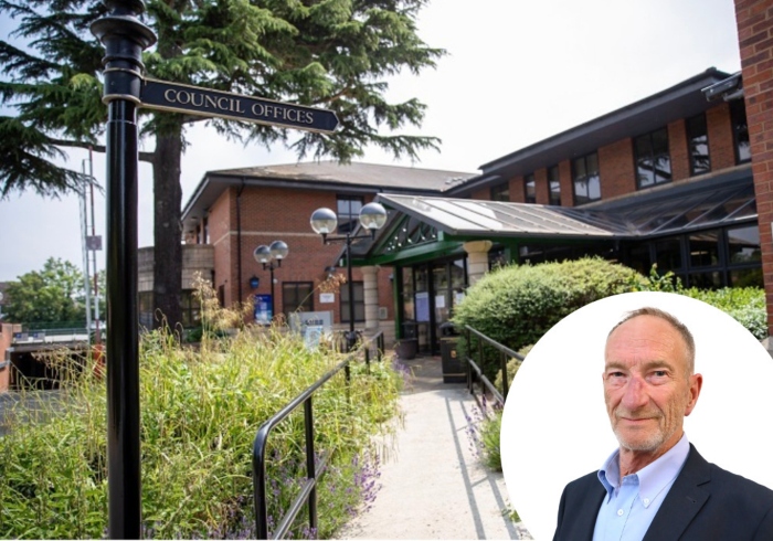 Three Rivers House with Cllr Steve Drury at the bottom right