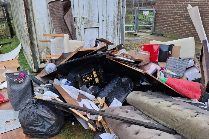 Household and commercial waste dumped at Oxhey Jets Football Ground