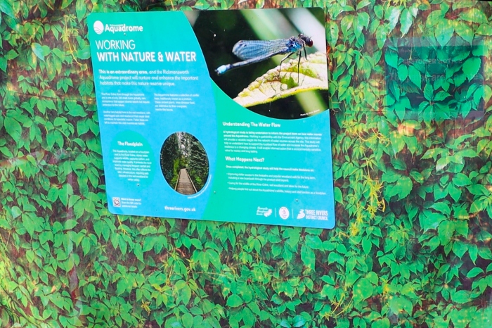 Woodland Pathway sign on heras fencing